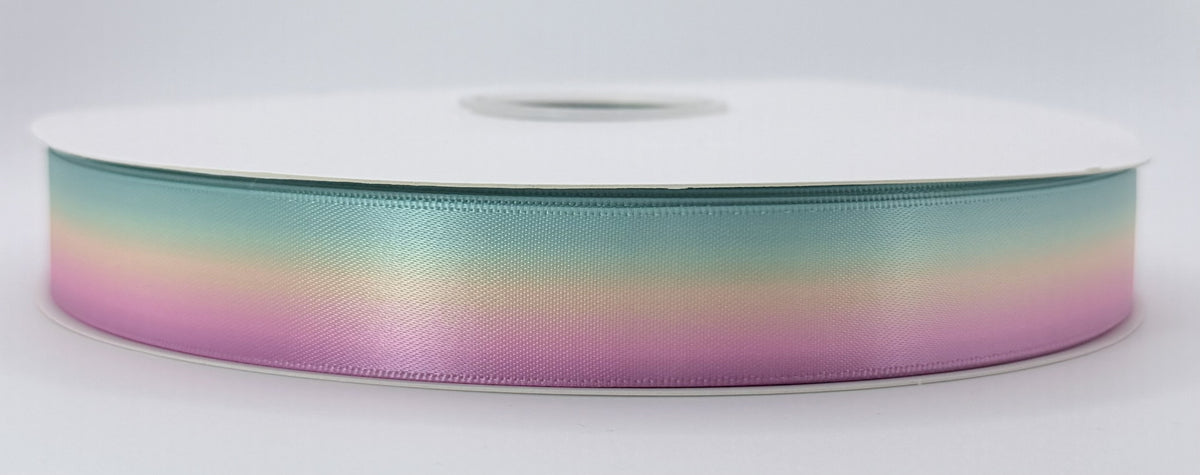 Unicorn Dream pastel ombre satin ribbon blending mint aqua, pale yellow, pink, and lavender