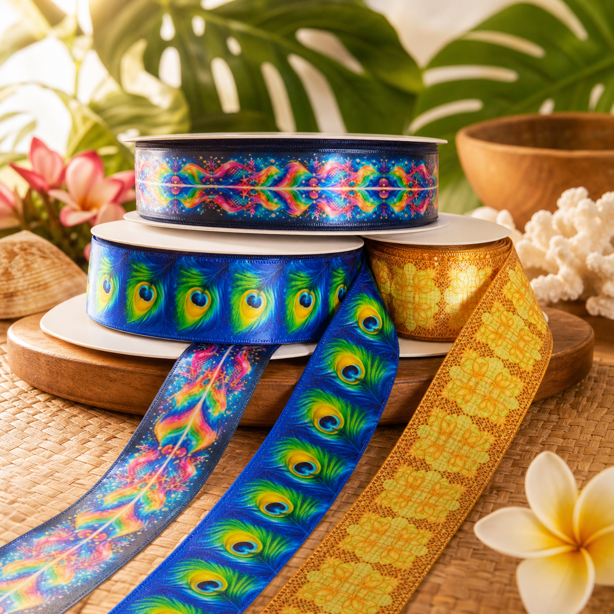 Just for Fun ribbon collection cover with Mermaid, Peacock, and Palaka Quilt ribbons