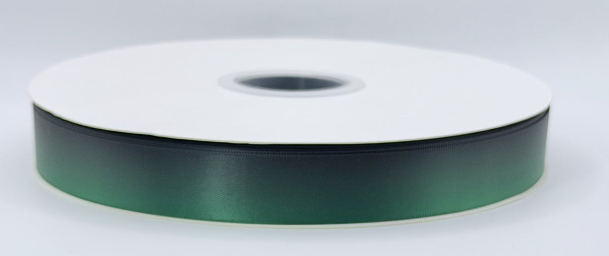 Green Obsidian green-to-black ombré double-faced satin ribbon by Rivan Ribbons