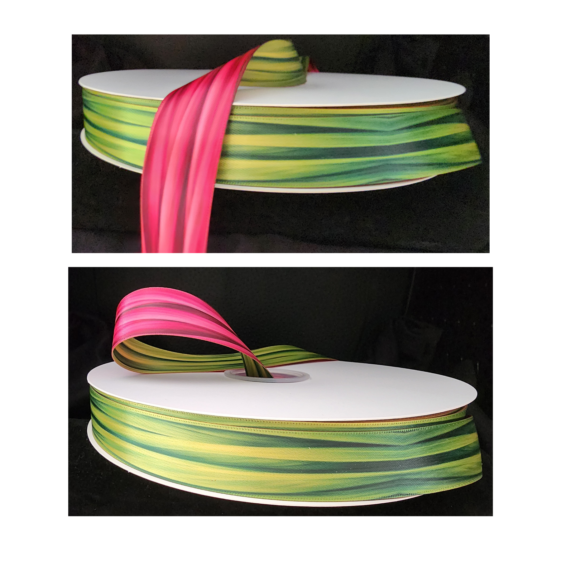 Moses-in-the-Cradle Dual Design Double-faced Satin Ribbon - view 3 by Rivan Ribbons