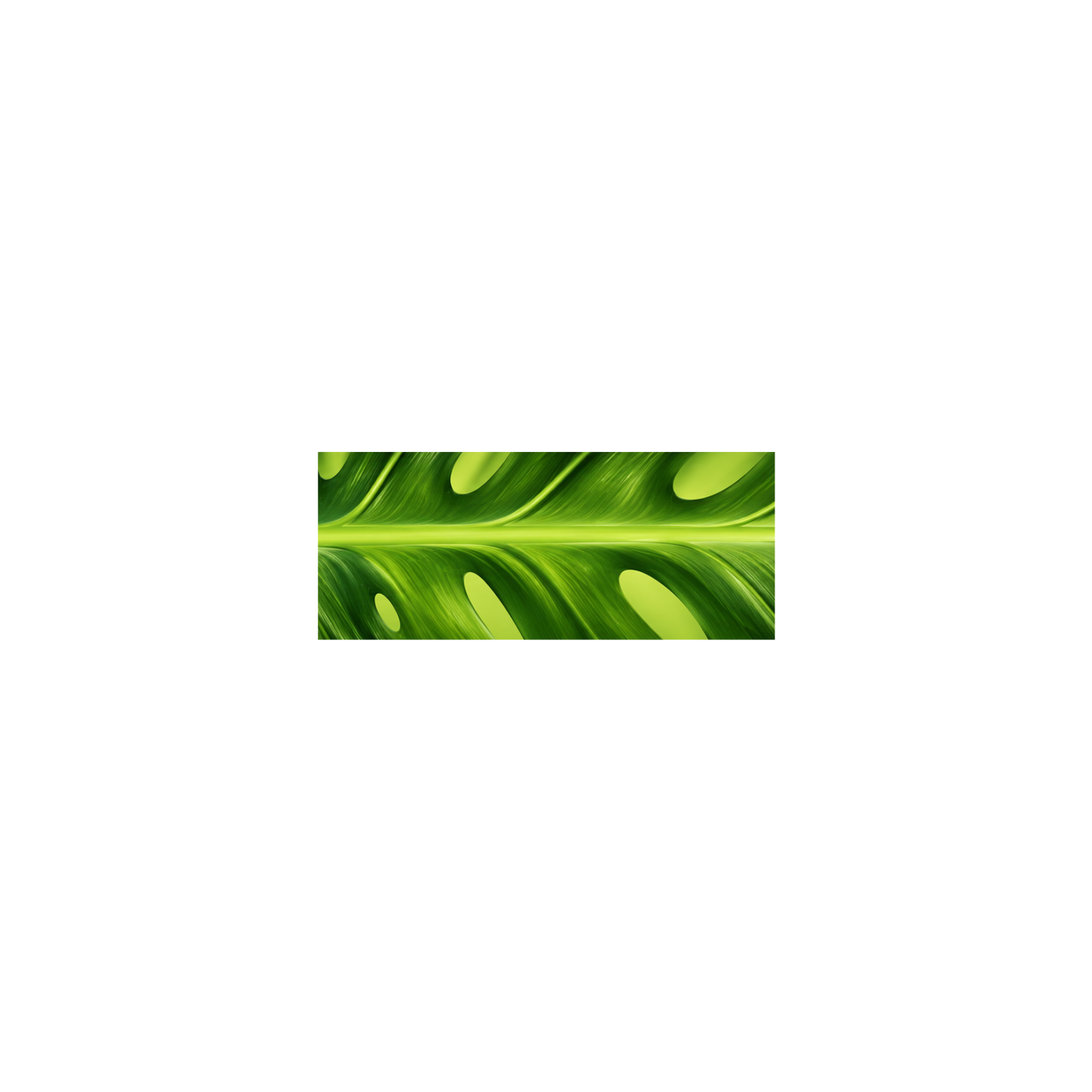 Monstera Green on Green Double-faced Satin Ribbon