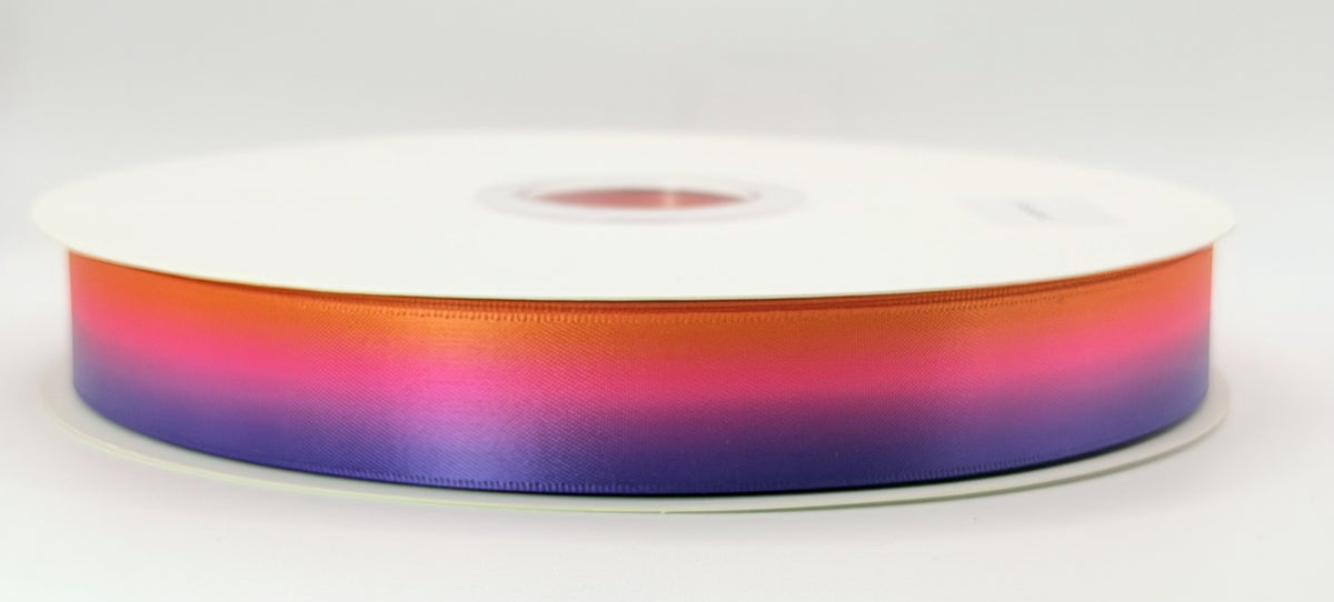Pineapple Butterfly orange, pink, and purple ombre double-faced satin ribbon by Rivan Ribbons