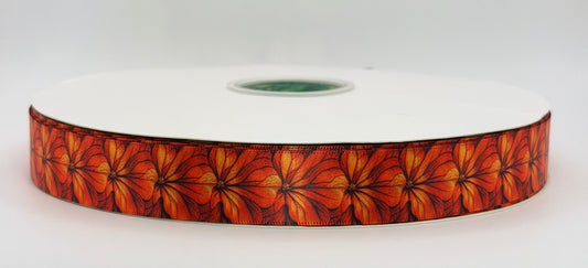 Mum limited edition 22mm fall ribbon with orange chrysanthemum-inspired floral pattern