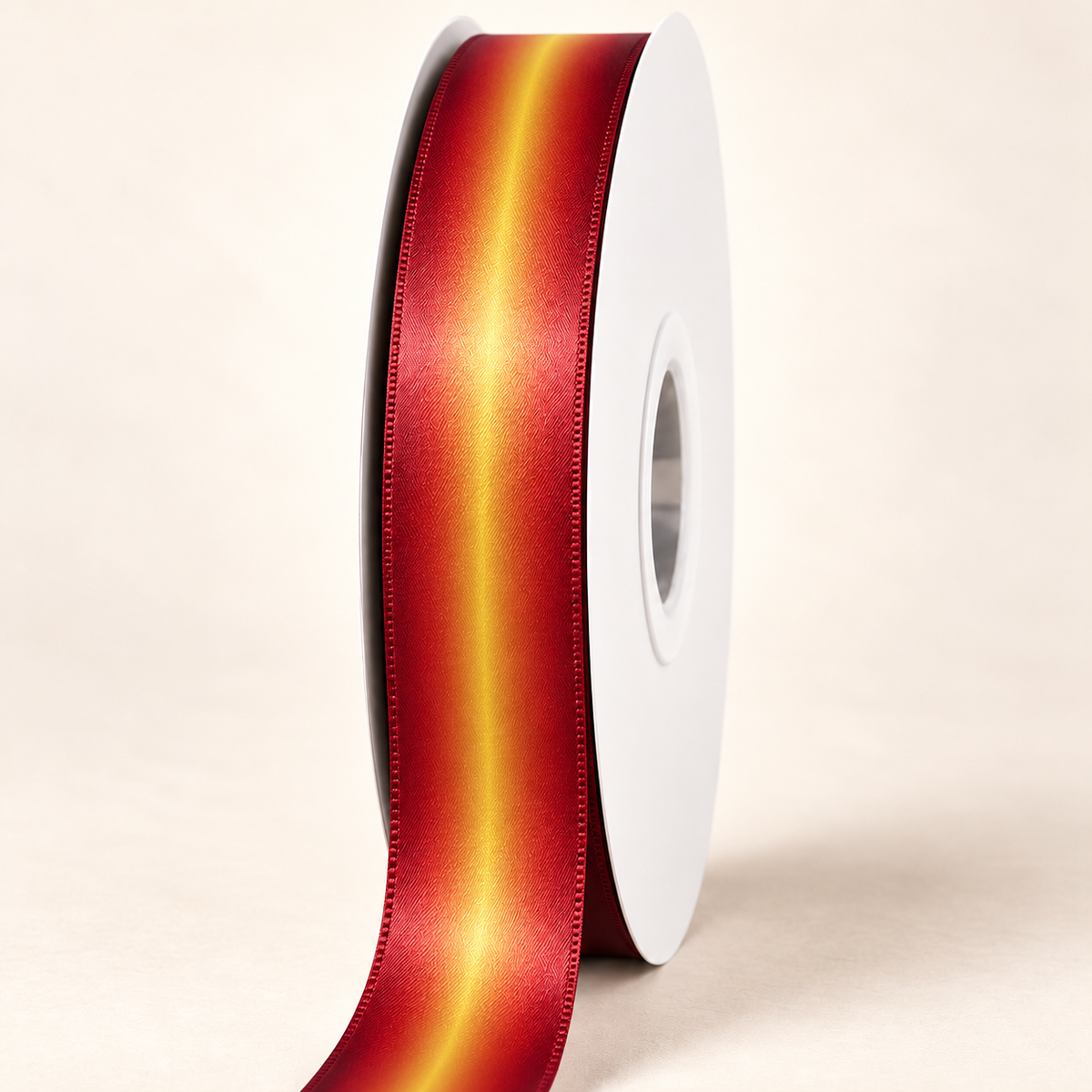 Island Breeze Double-faced Satin Ribbon — 22 mm satin ribbon on a white roll against an ivory background