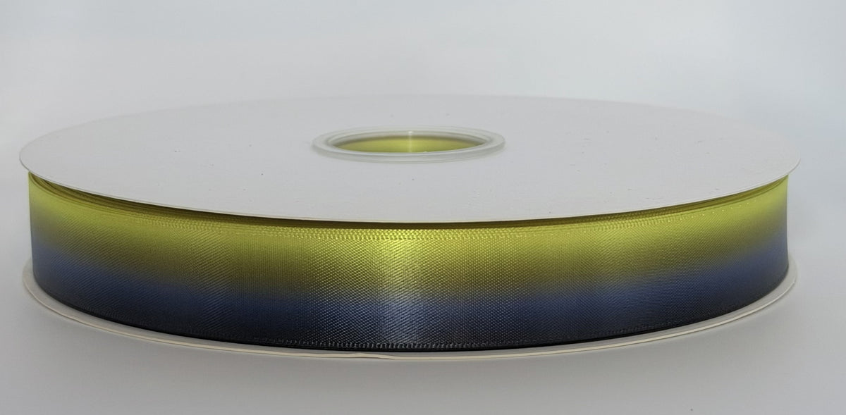Actual Knight Fall ribbon roll showing chartreuse yellow-green and midnight blue
