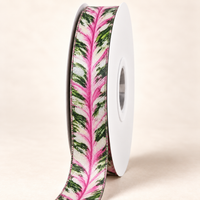 Monstera Pink- Double-Faced Satin Ribbon