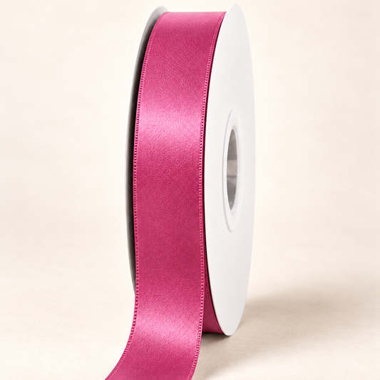 Garden Rose — 22 mm satin ribbon on a white roll against an ivory background