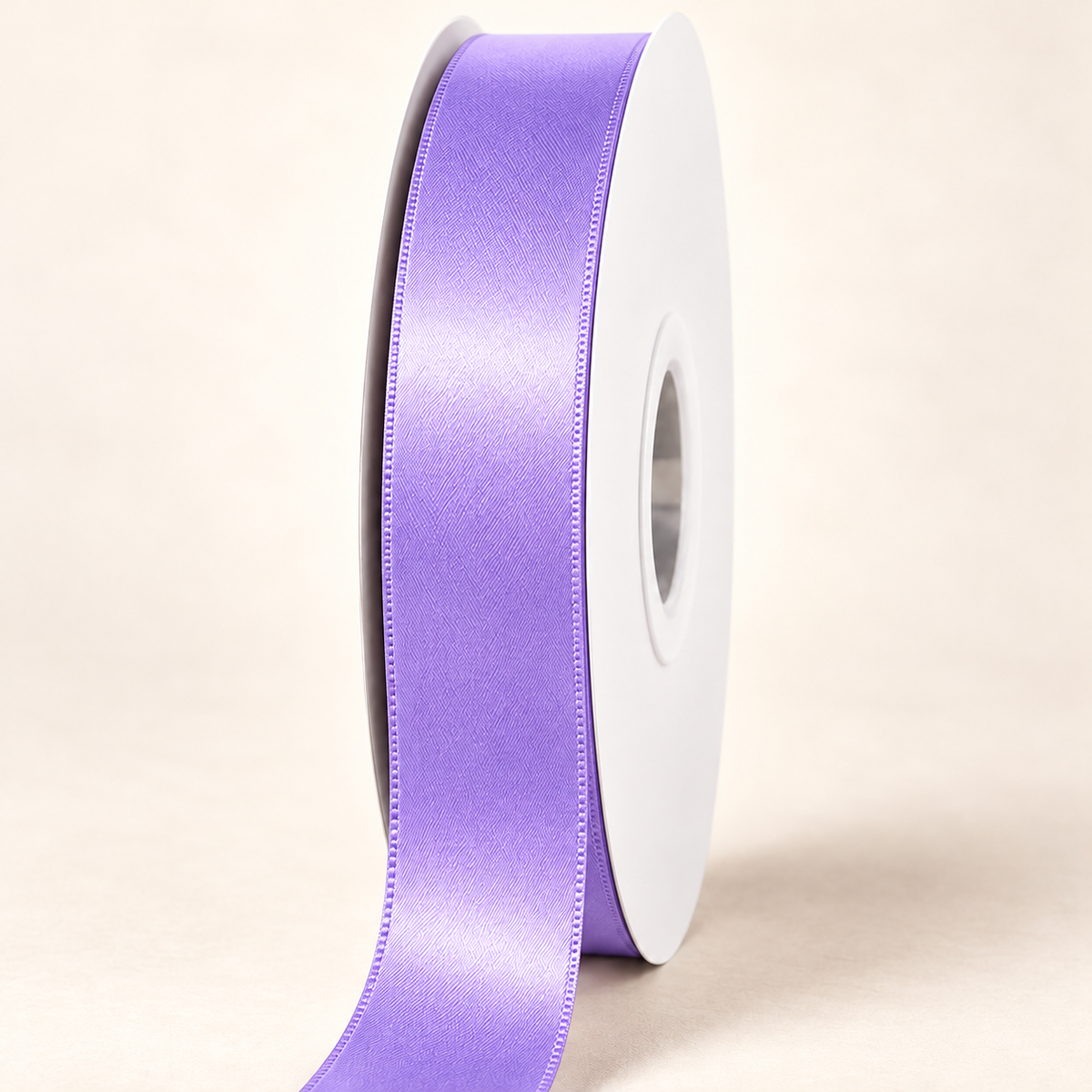 Hyacinth — 22 mm satin ribbon on a white roll against an ivory background