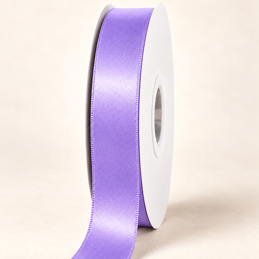 Hyacinth — 22 mm satin ribbon on a white roll against an ivory background